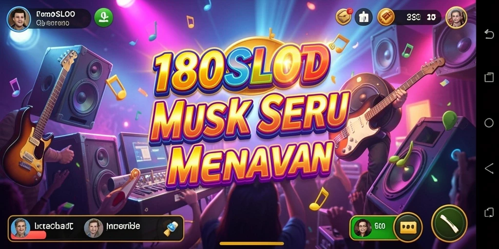 Tampilan gameplay <strong>180SLOT</strong> yang menampilkan kombinasi musik dan slot yang menarik.