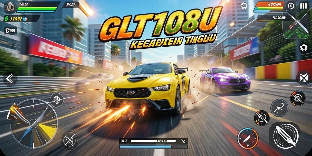 Gameplay Racing seru di GT108 dengan mobil cepat dan lintasan menantang.