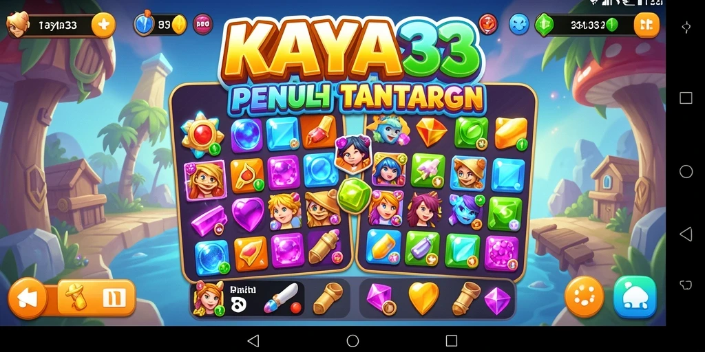 Screenshot gameplay KAYA33 dengan berbagai tantangan Match-3.