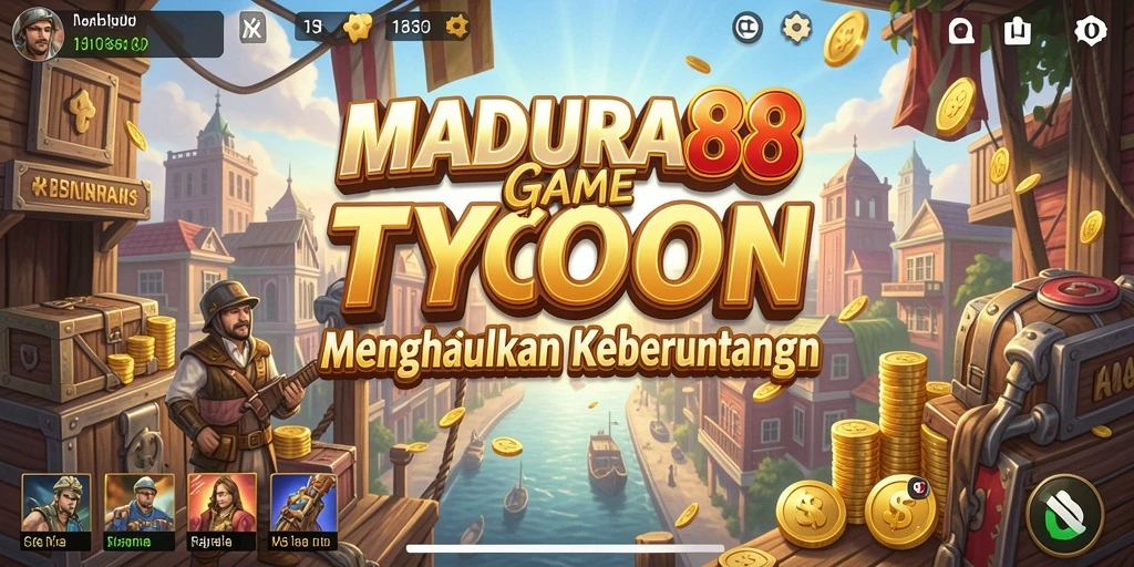 Tampilan gameplay seru dari MADURA88 saat mengelola bisnis Tycoon.