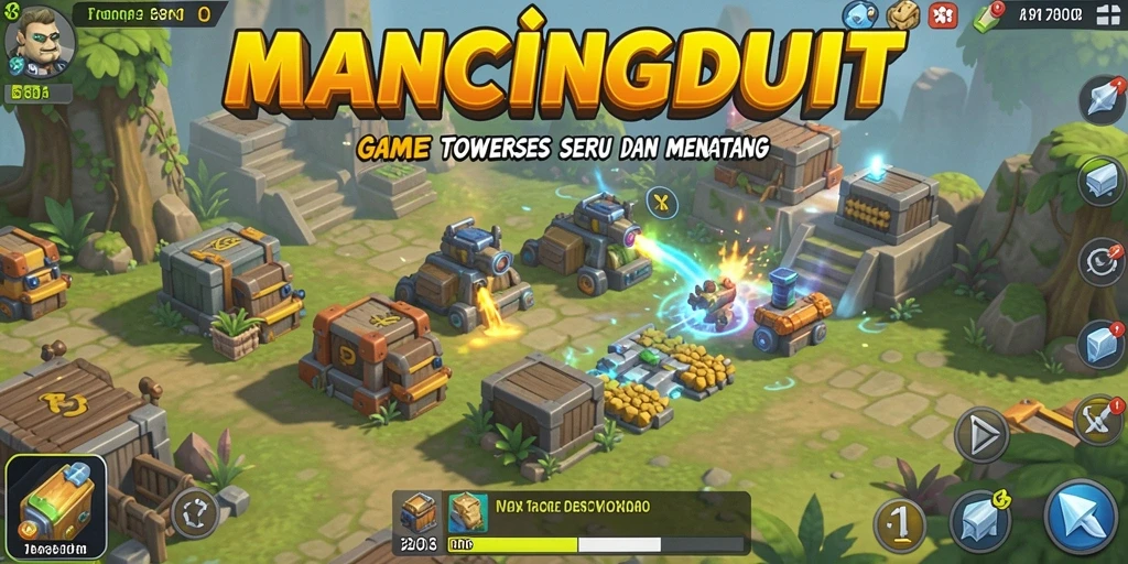 Screenshot utama MANCINGDUIT menampilkan aksi strategis dalam Tower Defense.