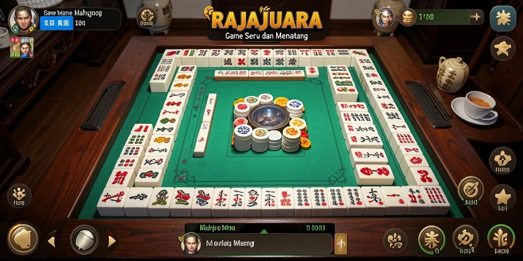 Tampilan gameplay RAJAJUARA dengan ubin Mahjong yang berwarna-warni.