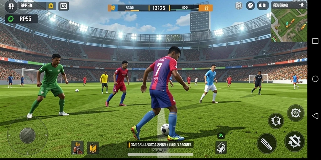 Tampilan gameplay mendebarkan dalam RP55, menampilkan aksi olahraga yang realistis.