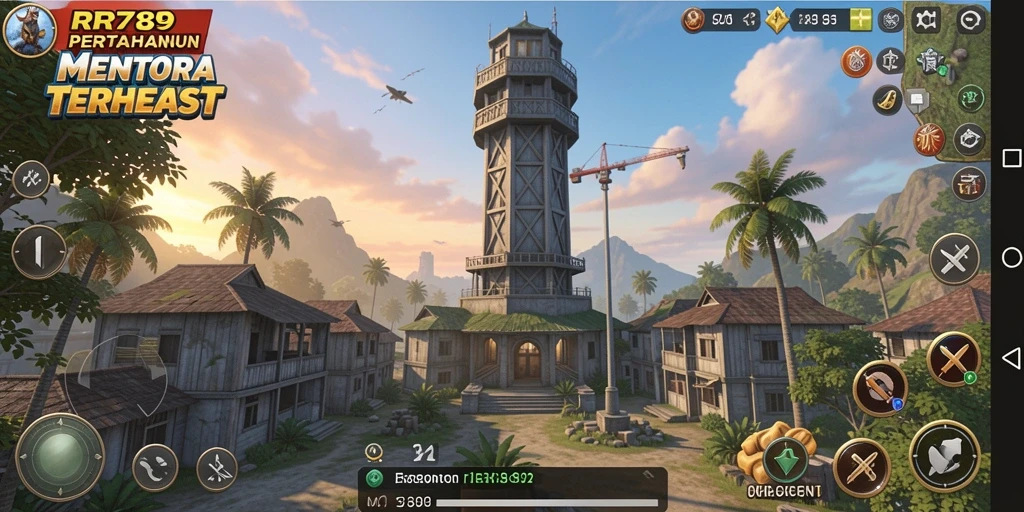 Tangkapan layar gameplay RR789 menunjukkan menara yang siap menghadapi gelombang musuh.