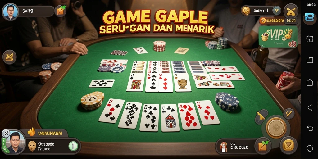 Tampilan menarik dari gameplay Gaple di SVIP3.